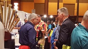 David Dahl greeting Naji Hakim at the 2016 AGO convention